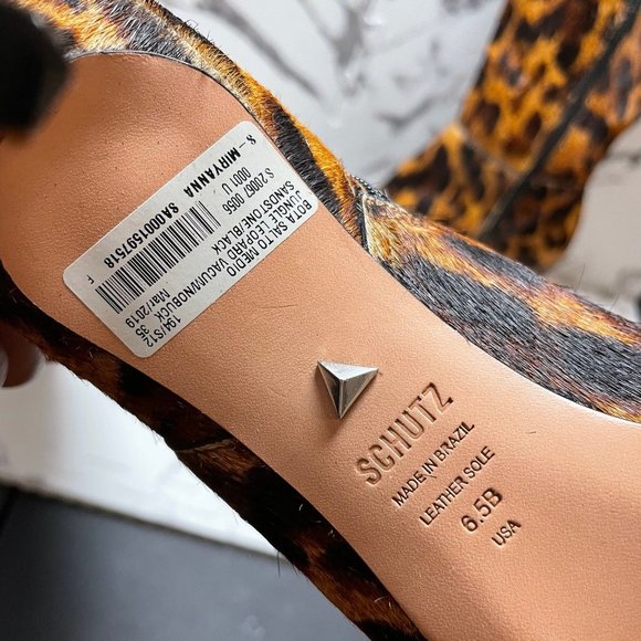 SCHUTZ LEOPARD JUNGLE LEOPARD BOOT HEELS MIRYANNA SZ 6.5B - Picture 6 of 7